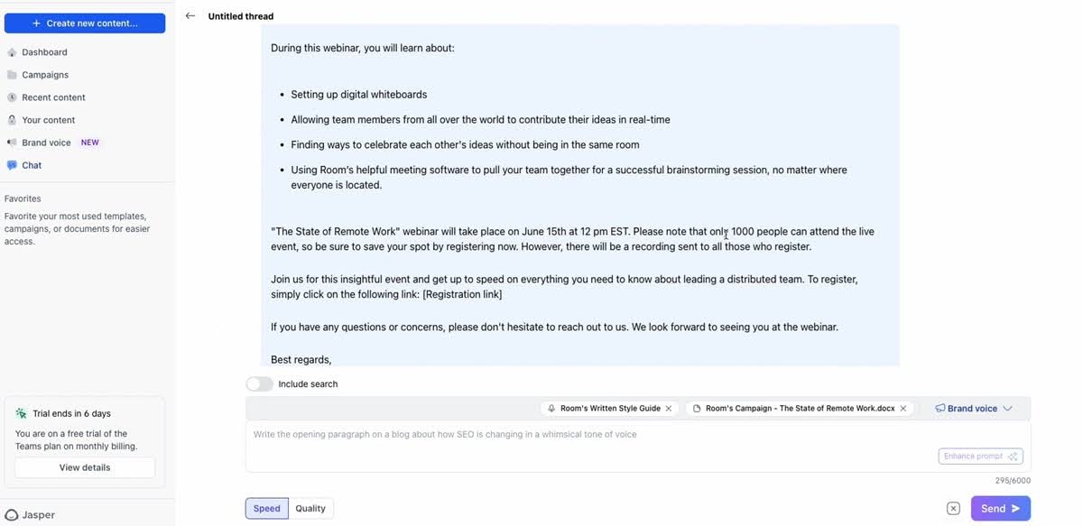 Jasper AI writing tool